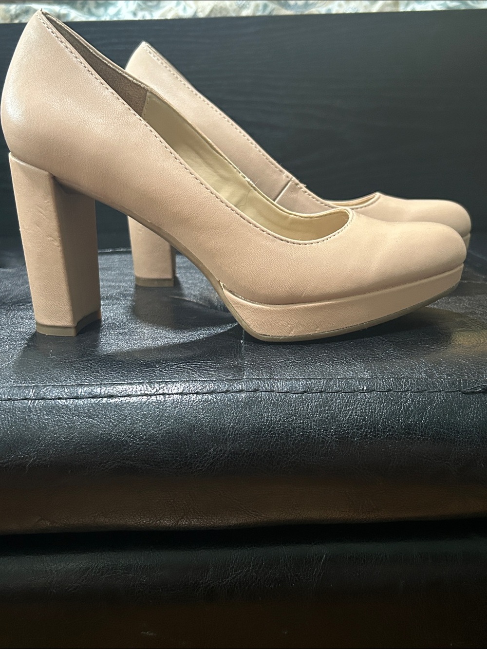 Naturalizer Blush Nude Chunky Heel Pumps